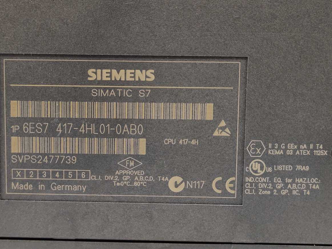 Siemens 6ES7417-4HL01-0AB0 SIMATIC S7-400H, CPU 417H CENTRAL UNIT