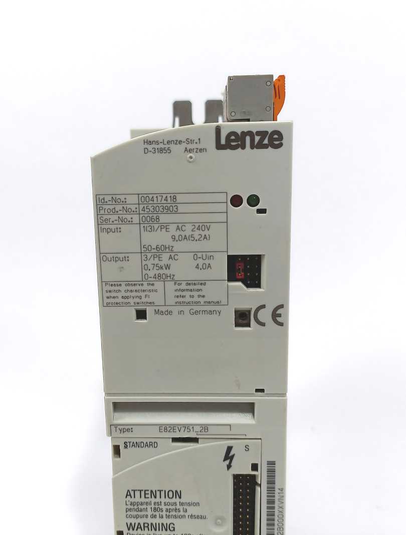 LENZE E82EV751S2B 8200 VECTOR INVERTER, 00417418 E82EV751_2B