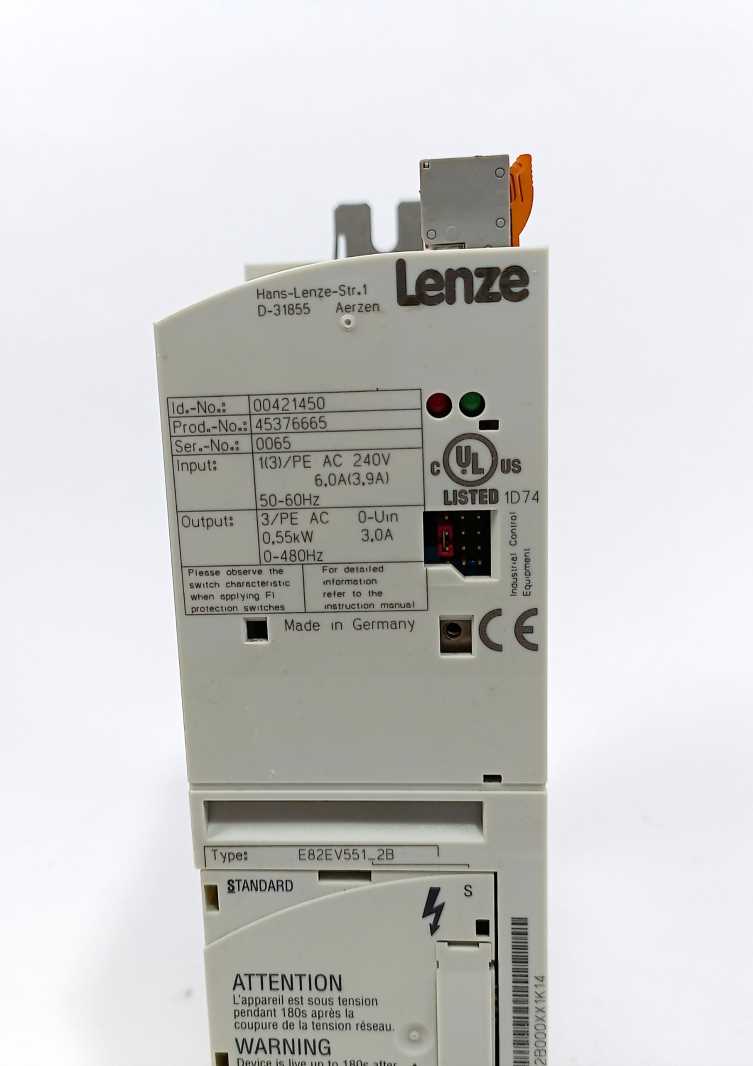 LENZE E82EV551S2B 00421450 Vector inverter 240V E82EV551-2B