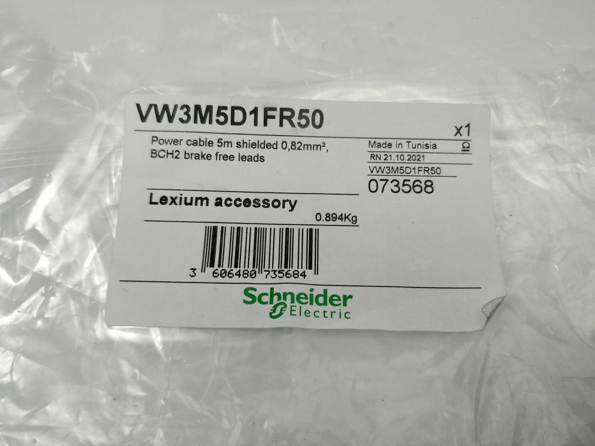 Schneider Electric VW3M5D1FR50 Power Cable, 5m, shielded, 0.82mm2
