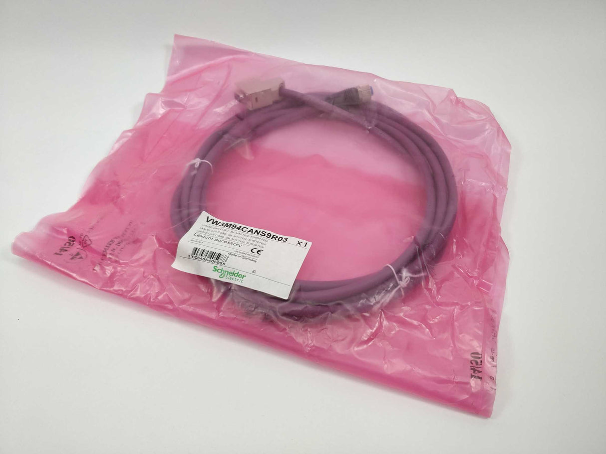 Schneider Electric VW3M94CANS9R03 LXM32I CAN Cord, 3m, M12 FEM.-SUBD9 FEM.