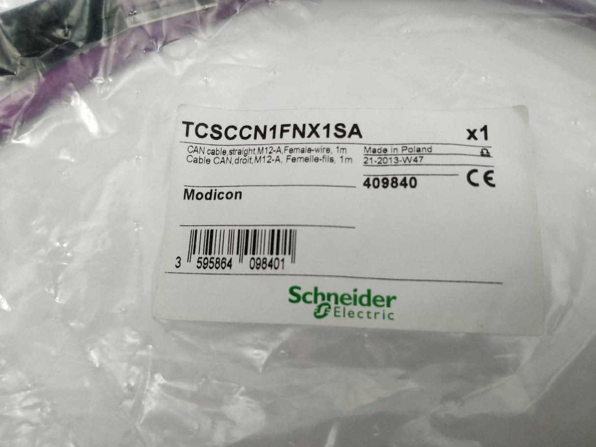 Schneider Electric TCSCCN1FNX1SA CAN Cable Straight, M12-A - Female-wire, 1m
