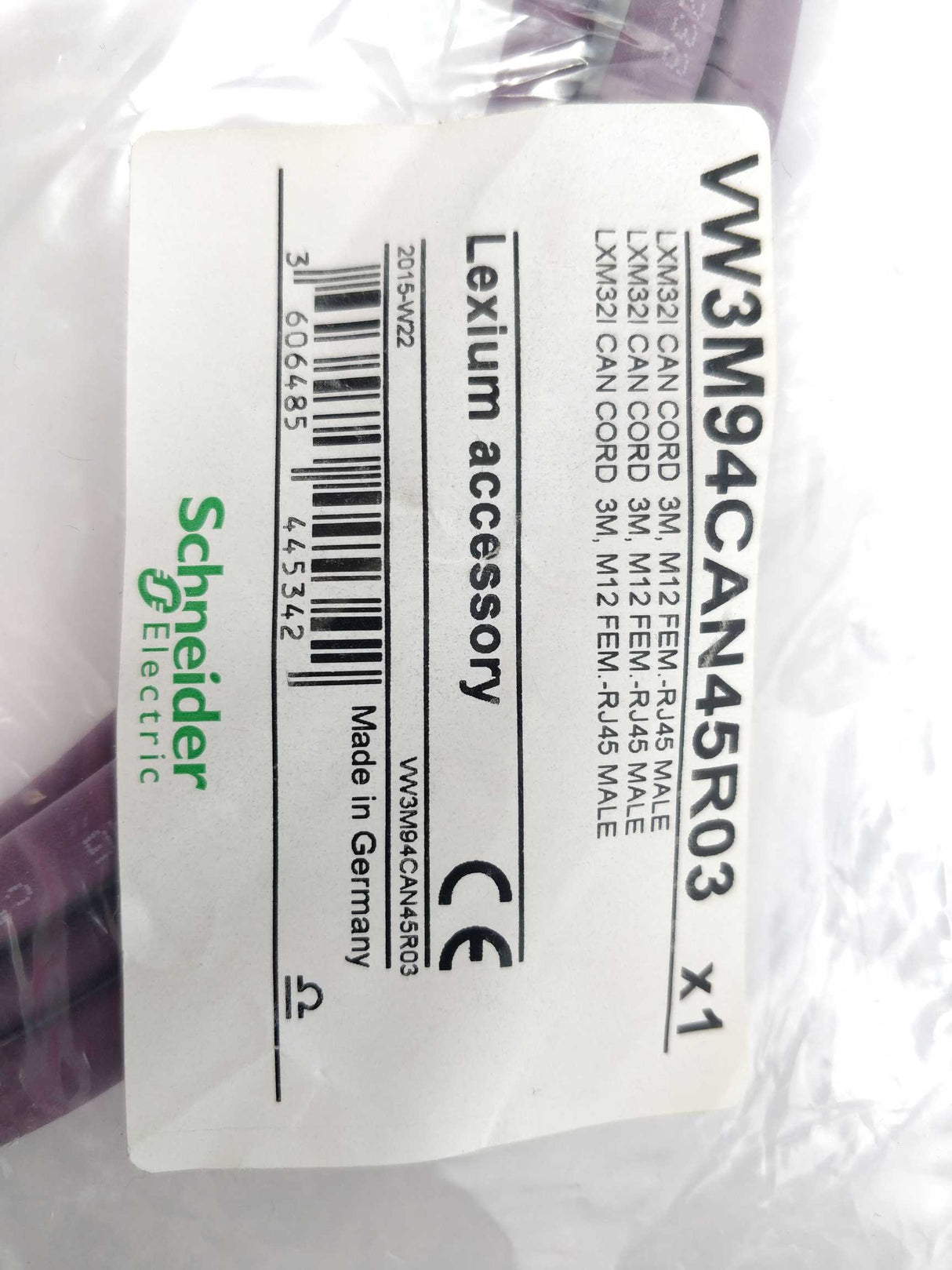 Schneider Electric VW3M94CAN45R03 LXM32 CAN Cord, 3m, ,12 Fem.-RJ45 Male