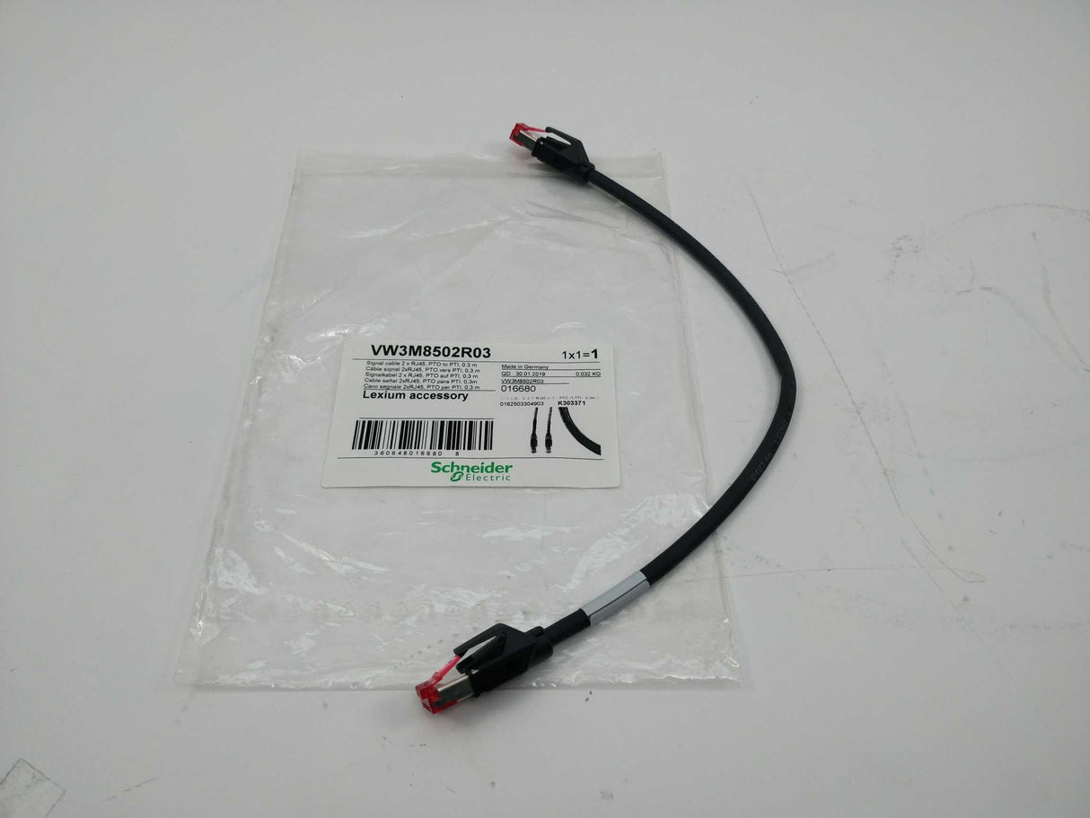 Schneider Electric VW3M8502R03 Signal Cable, RJ45-RJ45, PTO to PTI, 0.3m