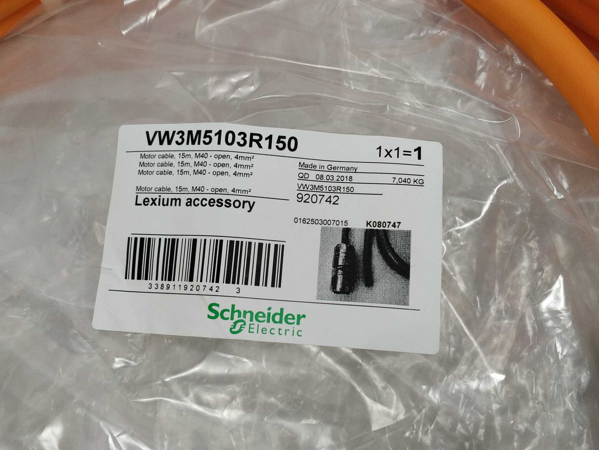 Schneider Electric VW3M5103R150 Motor Cable, 15m, M40 - open, 4mm²