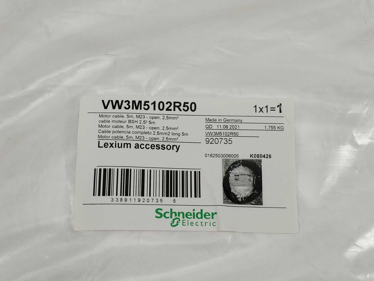 Schneider Electric VW3M5102R50 Motor Cable, 5m, M23 - open, 2,5mm²