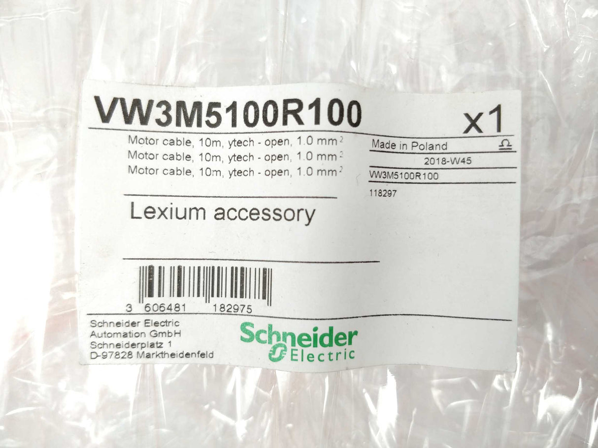 Schneider Electric VW3M5100R100 Motor Cable 10m, ytech - open, 1,0mm²