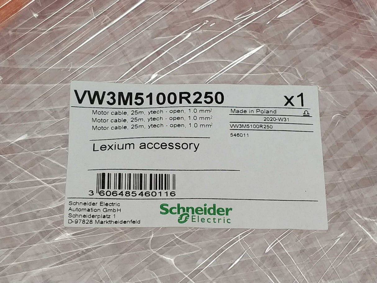 Schneider Electric VW3M5100R250 Motor Cable 25m, ytech - open, 1,0mm²
