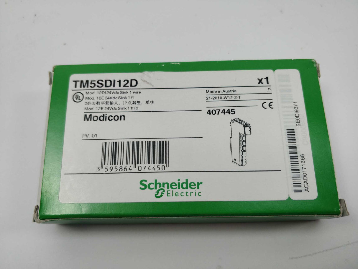 Schneider Electric TM5SDI12D Discrete input module MOD. 12DI 24Vdc Sink 1 wire