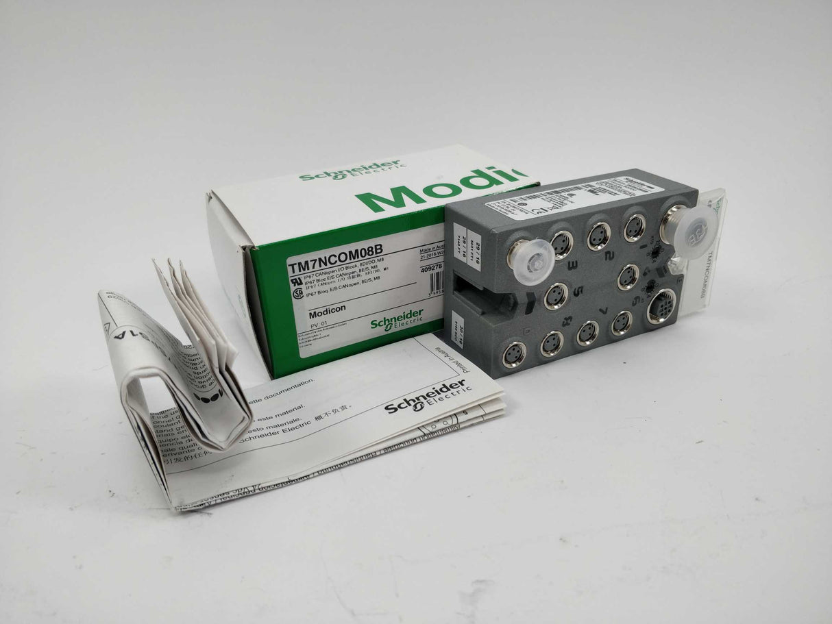 Schneider Electric TM7NCOM08B IP67 CANopen I/O Block, 8DI/DO, M8