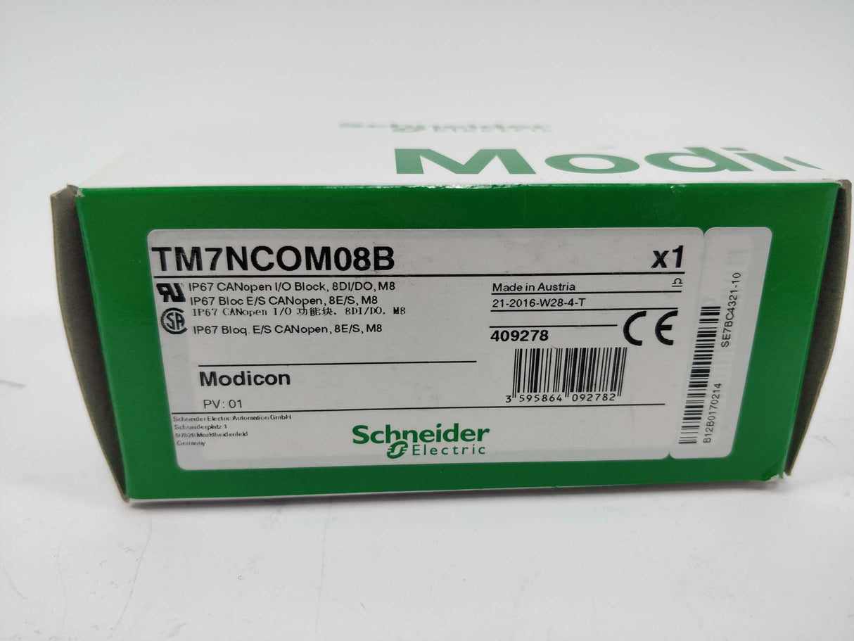 Schneider Electric TM7NCOM08B IP67 CANopen I/O Block, 8DI/DO, M8