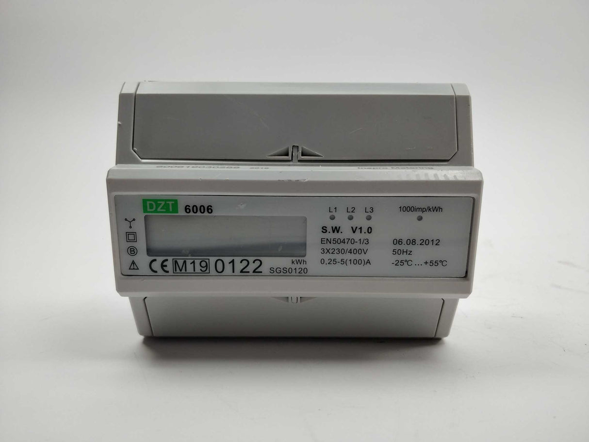 DZT 6006 kWh Meter. 3x230/400V, 0,25-5(100)A, 50Hz.