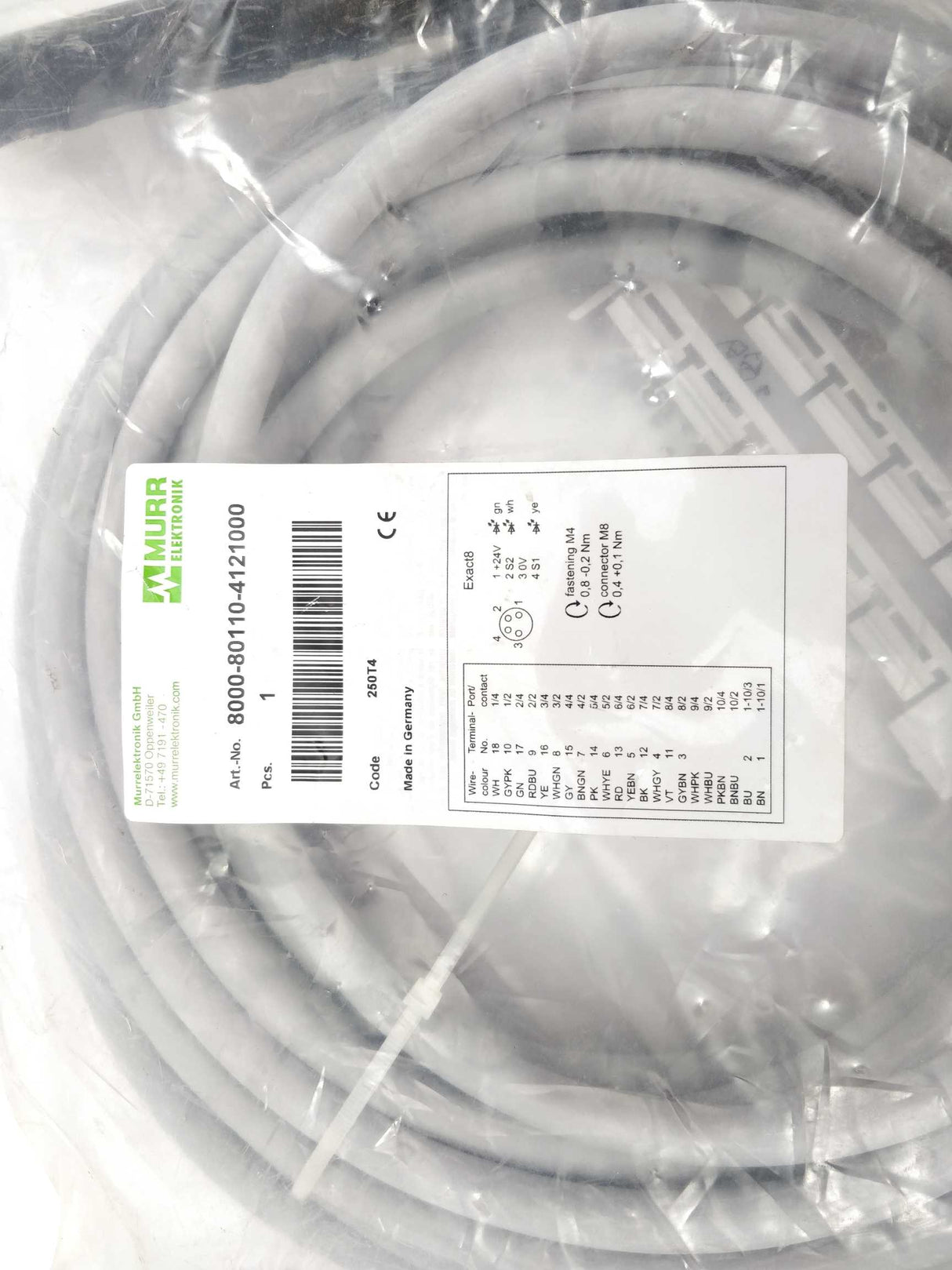 MURR Elektronik 8000-80110-4121000 4 POLE MOULDED CABLE