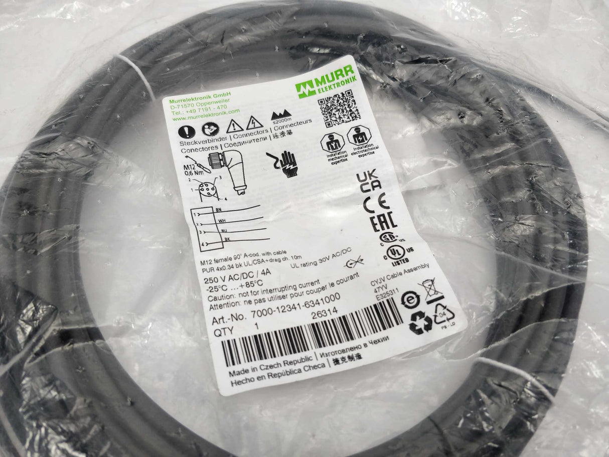 MURR Elektronik 7000-12341-6341000 M12 female 90° A-cod. with cable