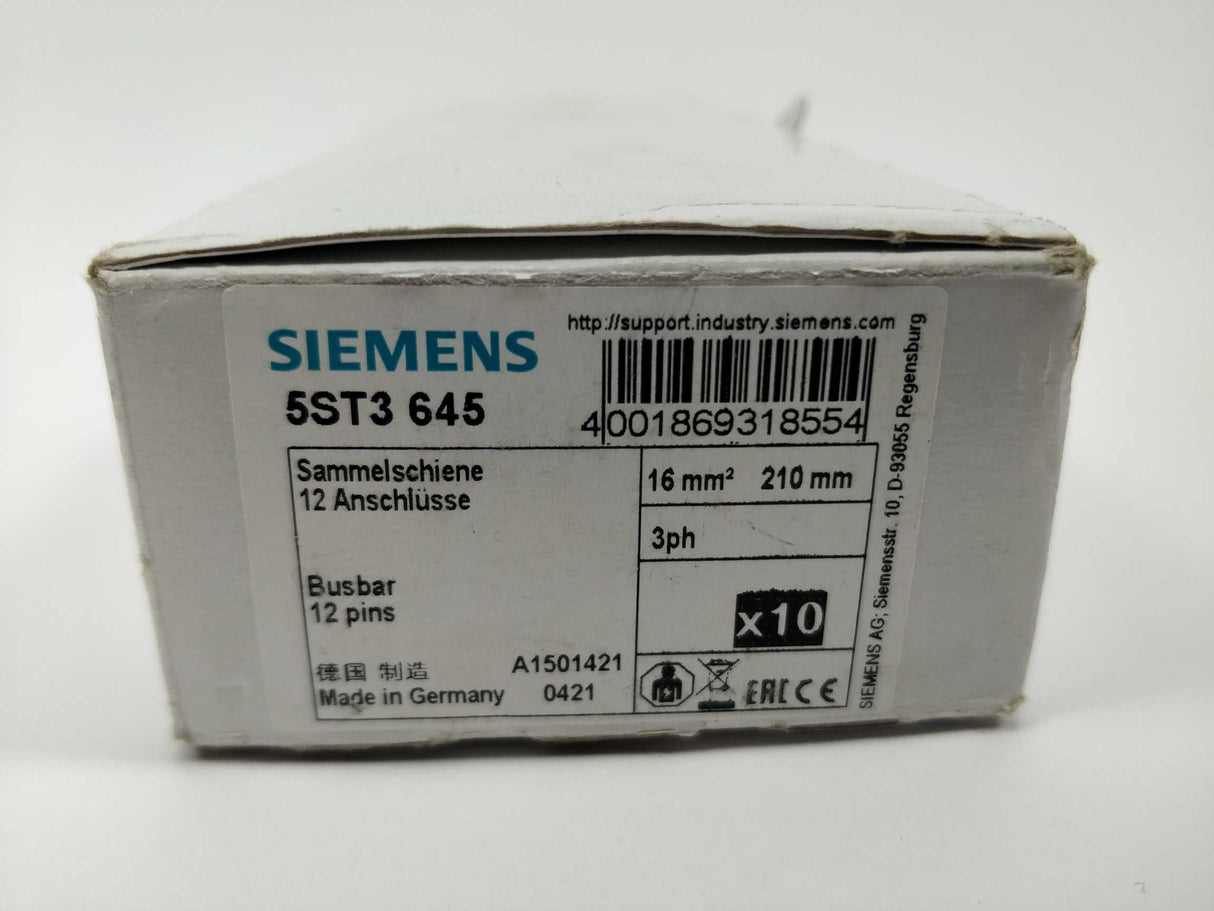Siemens 5ST3645 Pin busbar. 10 Pcs.