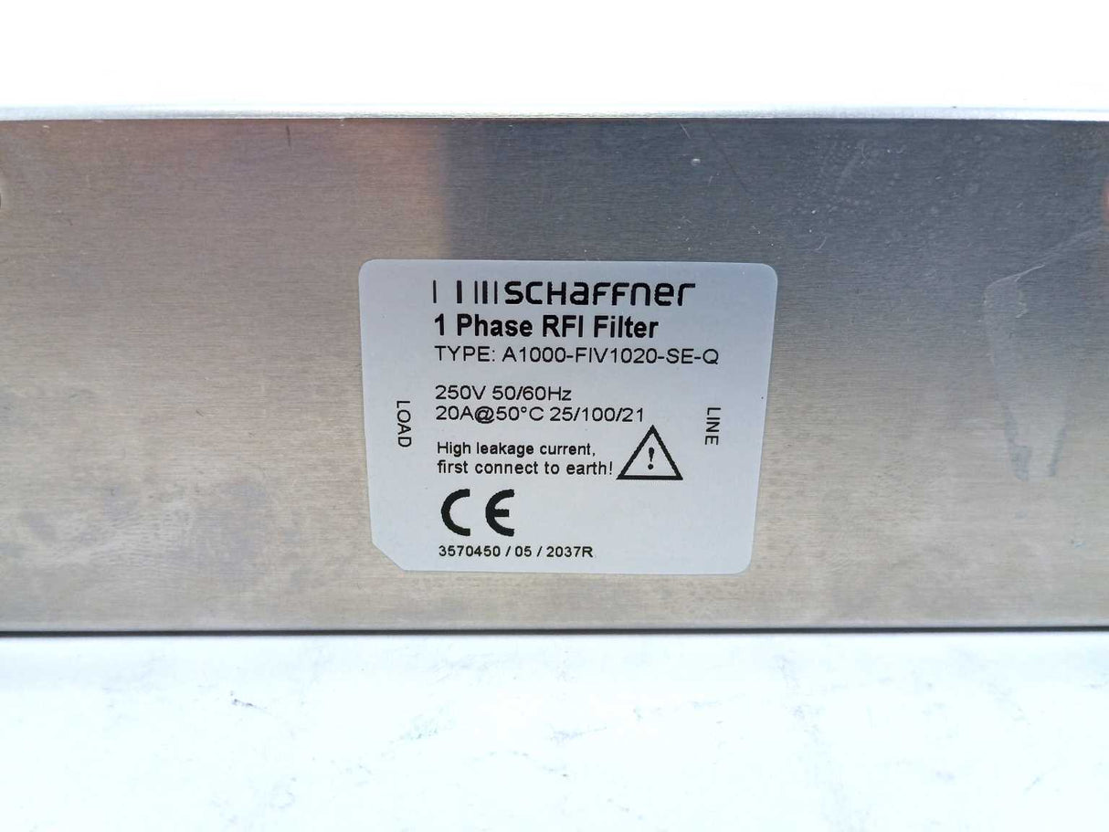 SCHAFFNER A1000-FIV1020-SE-Q 1 Phase RFI Filter