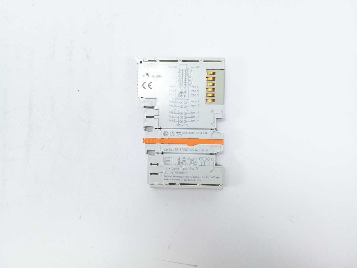 Beckhoff EL1809 16 Digital input, 24V DC 3,0 ms Filtertime Rev. Nr: 0018