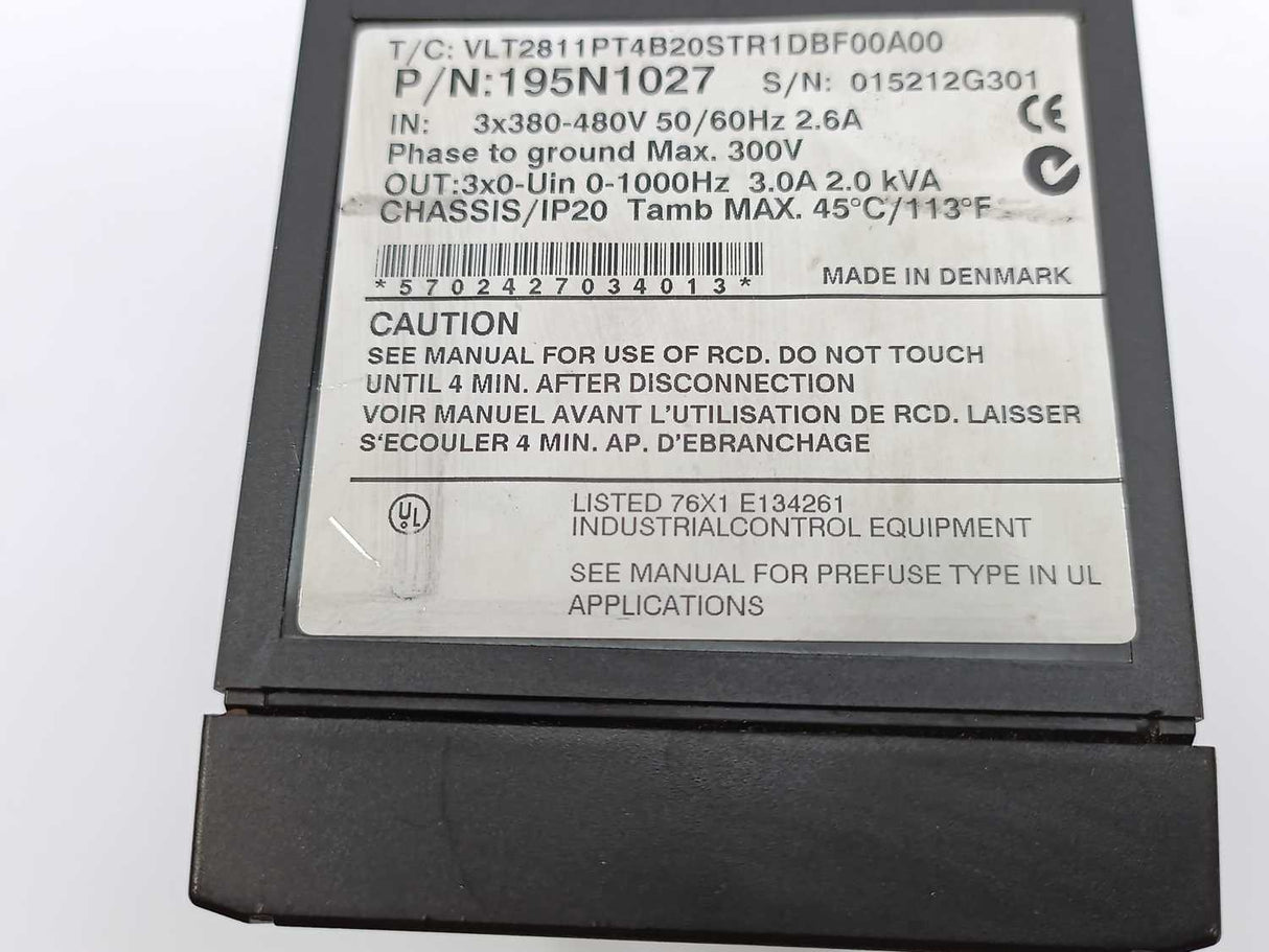 Danfoss VLT2811PT4B20STR1DBF00A00 VLT 2800 2.0kVA,195N1027