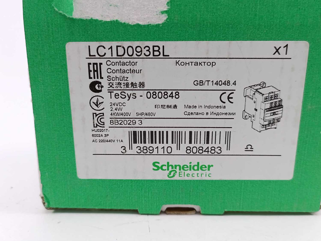 Schneider Electric LC1D093BL Contactor 24VDC 2,4W