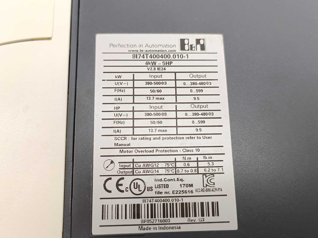 B&R 8I74T400400.010-1 ACOPOSinverter 4kW-5HP