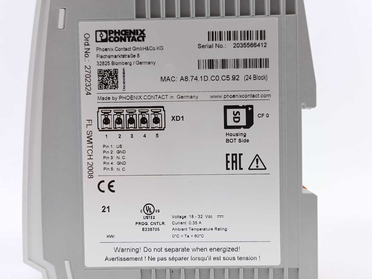 Phoenix Contact 2702324 FL Switch 2008