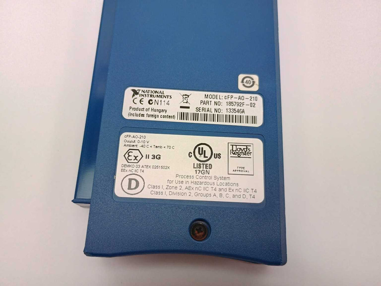 National Instruments 185792F-02 cFP-AO-210 Analog output module