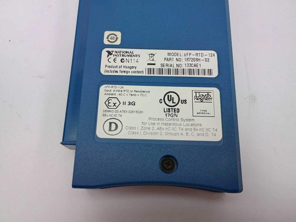 National Instruments 187208H-02 cFP-RTD-124 RTD Temperature Module