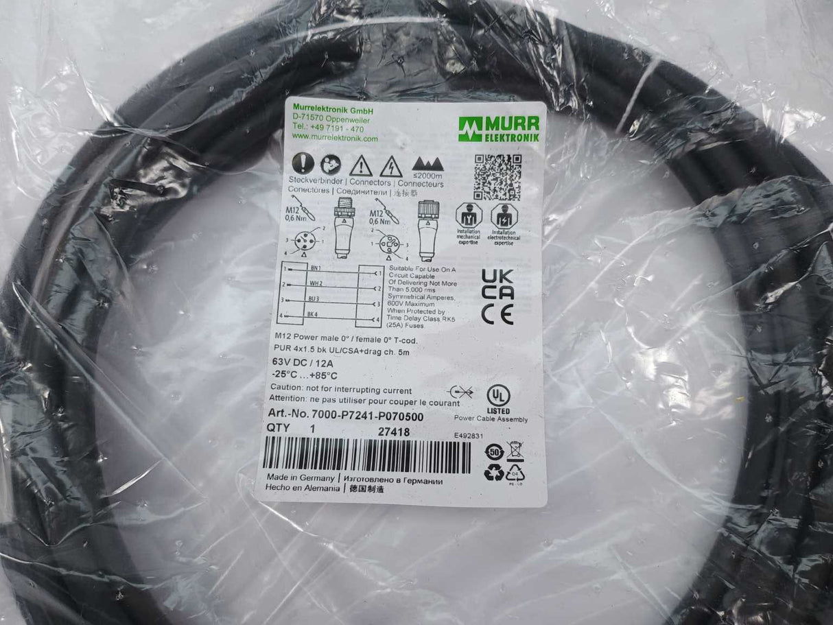 MURR Elektronik 7000-P7241-P070500 Connectors with cable