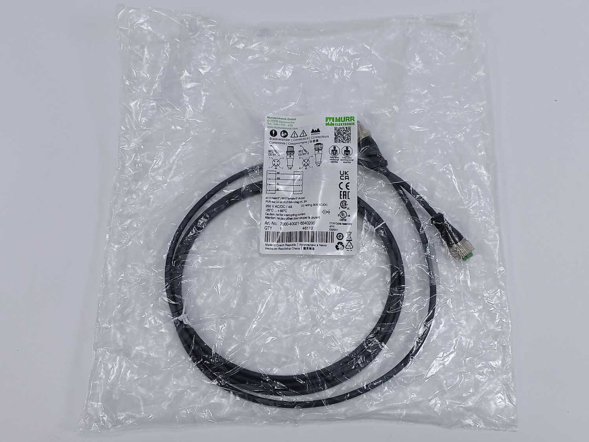 MURR Elektronik 7000-40021-6340200 M12 male 0° / M12 female 0° A-cod.