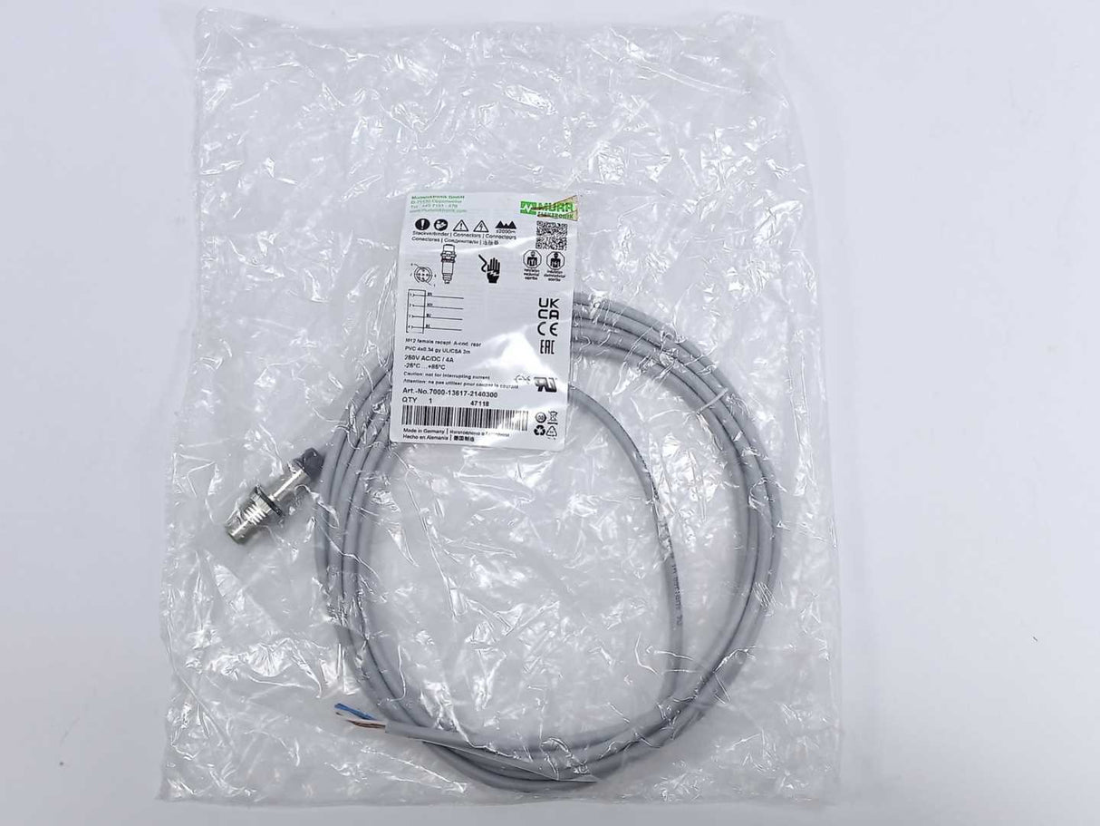 MURR Elektronik 7000-13617-2140300 M12 female recept. A-cod. rear 3M