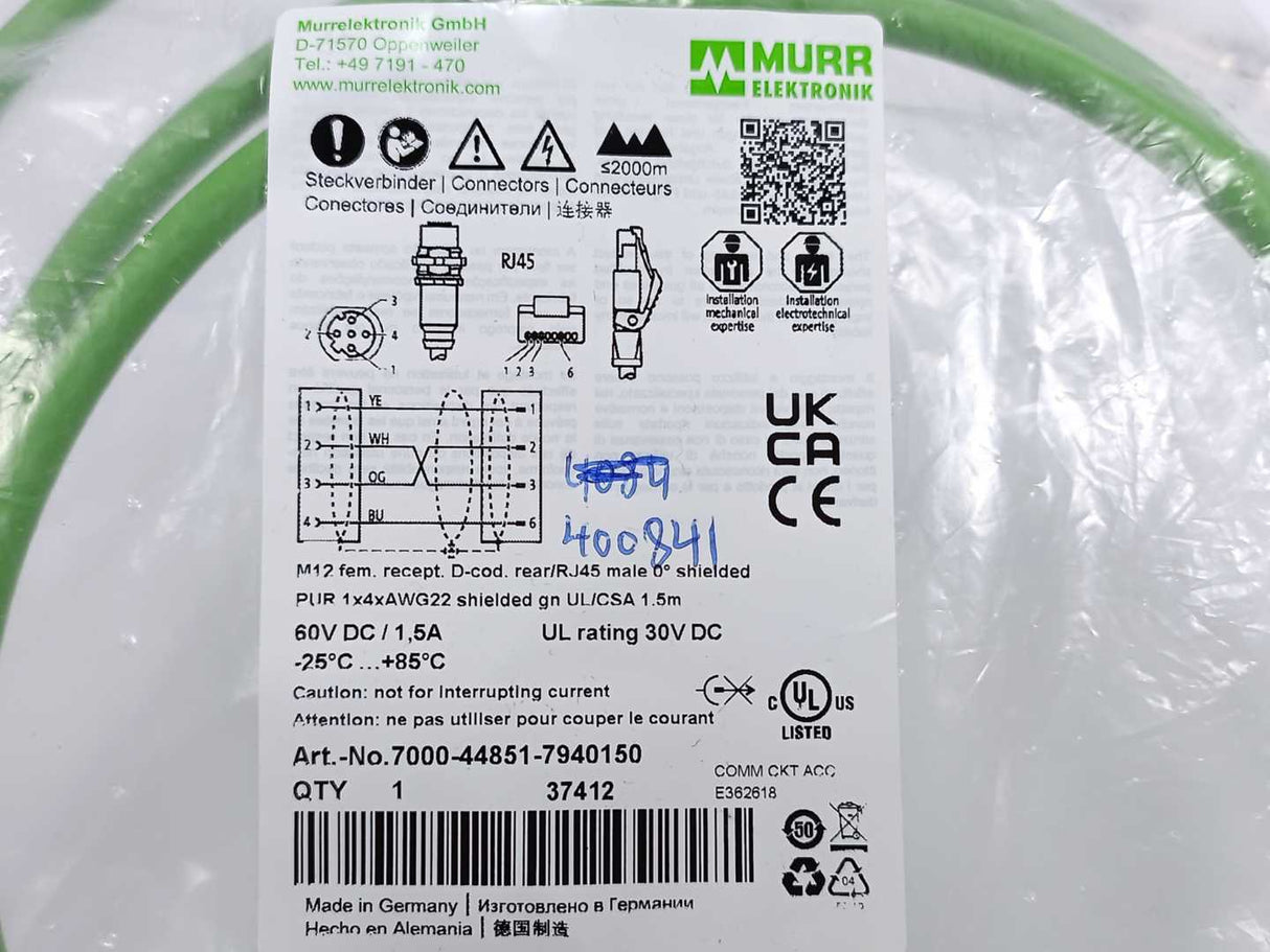 MURR Elektronik 7000-44851-7940150 M12 fem. recept. D-cod. rear