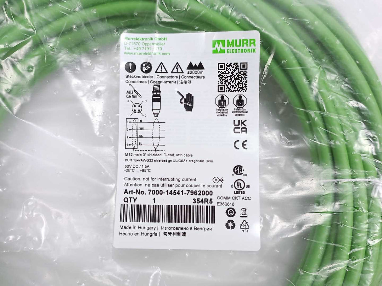 MURR Elektronik 7000-14541-7962000 M12 male 0° D-cod. with cable shielded 20M