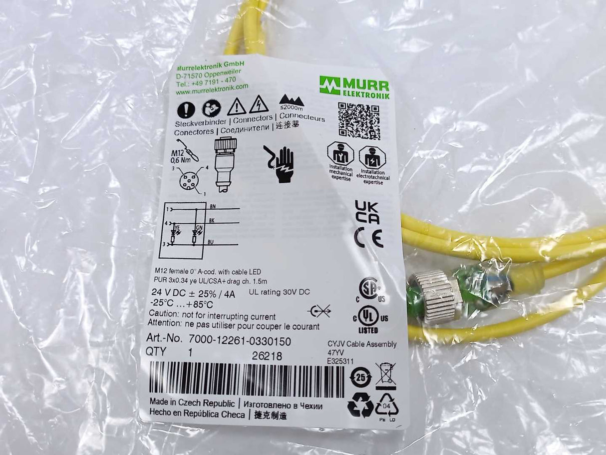 MURR Elektronik 7000-12261-0330150 M12 female 0° A-cod. with cable LED