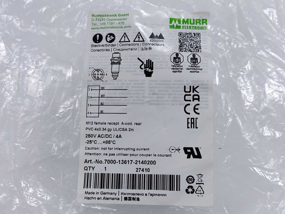 MURR Elektronik 7000-13617-2140200 M12 female recept. A-cod. rear