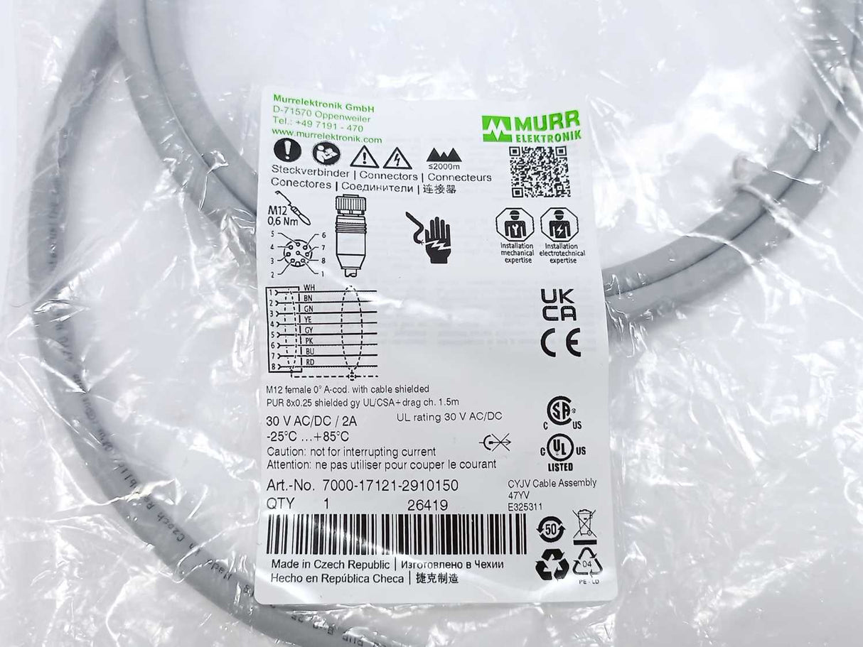 MURR Elektronik 7000-17121-2910150 M12 female 0° A-cod. with cable shielded