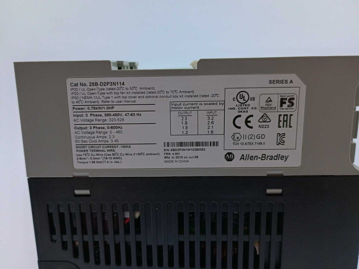 AB 25B-D2P3N114 SER. A PowerFlex Power: 0.75kW/1.0HP