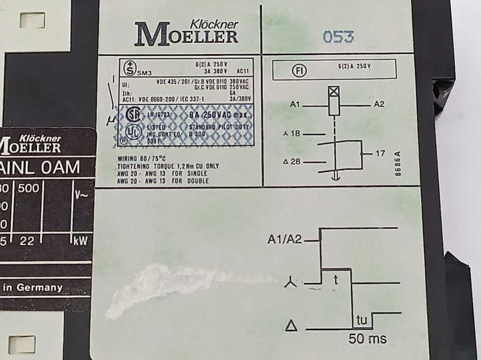 Klockner Moeller TE51-60-W SDAINL 0AM 346-440V AC 50/60Hz -15% +10% 3...60s