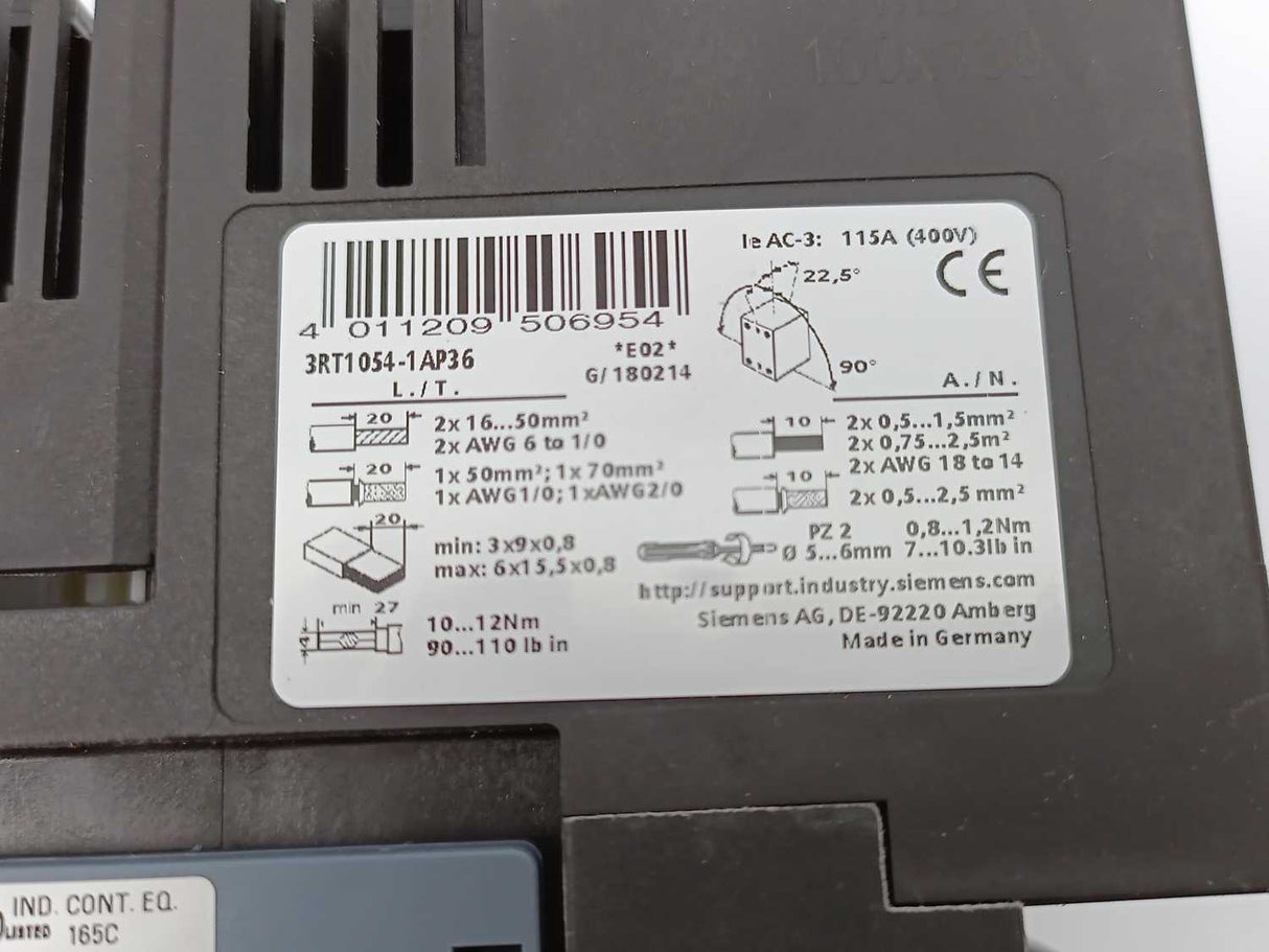 Siemens 3RT1054-1AP36 Power Contactor