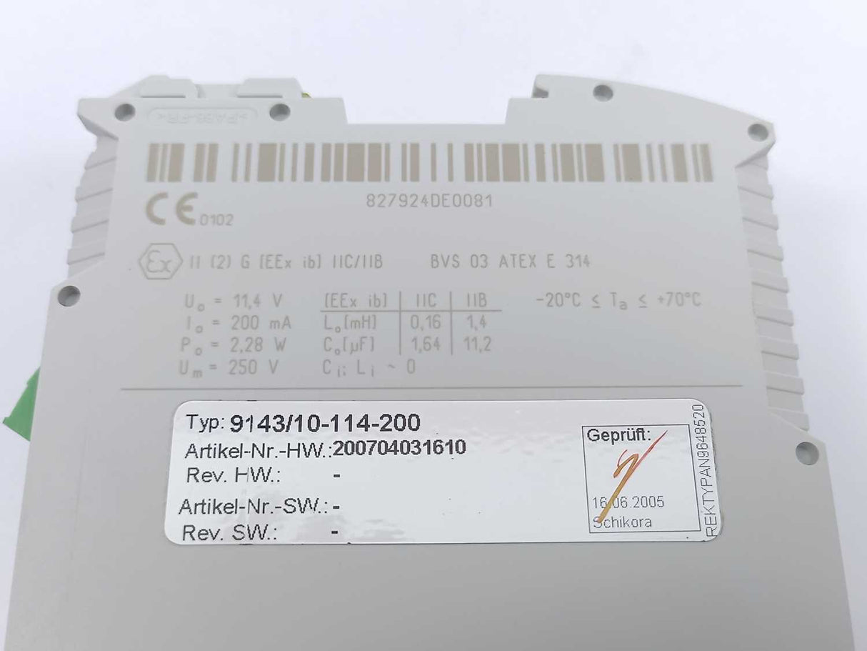 Stahl 9143/10-114-200-10 Ex Power Supply