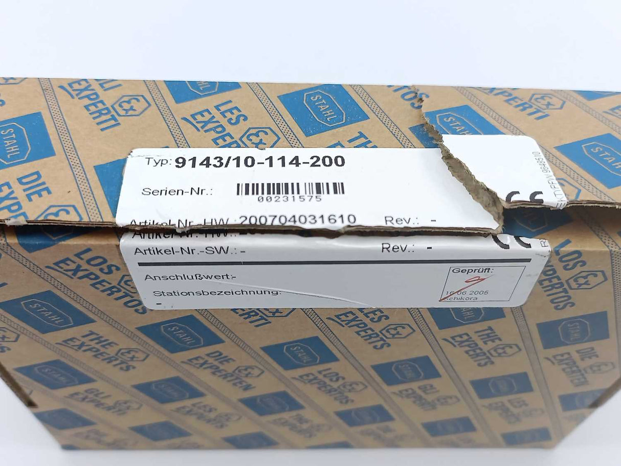 Stahl 9143/10-114-200-10 Ex Power Supply