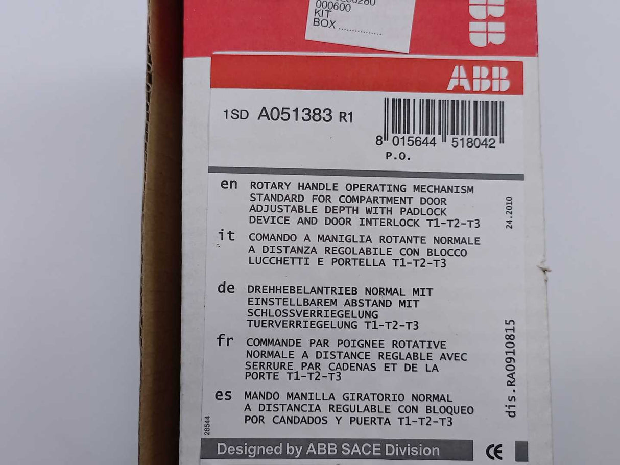 ABB 1SDA051383R1 RHE T1-T2-T3 STAND. RETURNED Rotary Handle Operating Mechanism