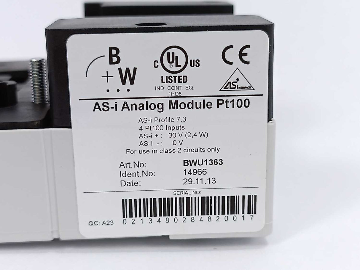 Bihl+Wiedemann 14966 BWU1363 AS-i Analog Module 4Pt100 inputs