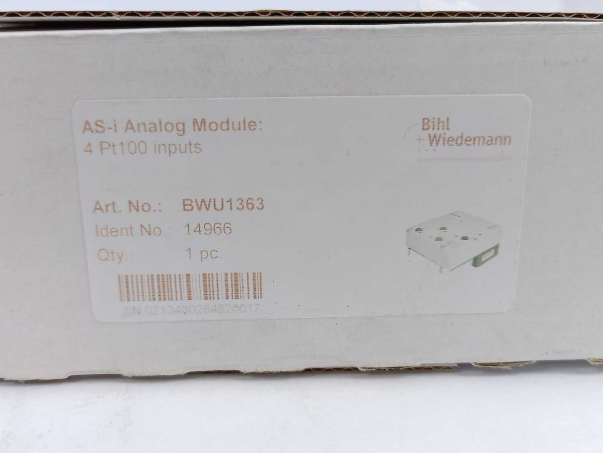 Bihl+Wiedemann 14966 BWU1363 AS-i Analog Module 4Pt100 inputs