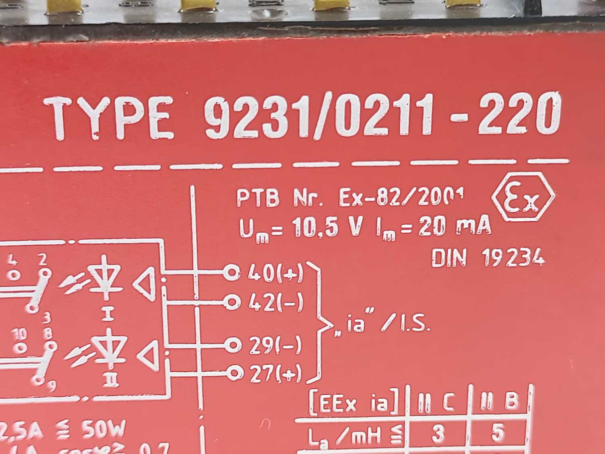 Stahl 9231/0211-220 Ex-82/2001 RELAY REPEATER 220 V 48-62Hz