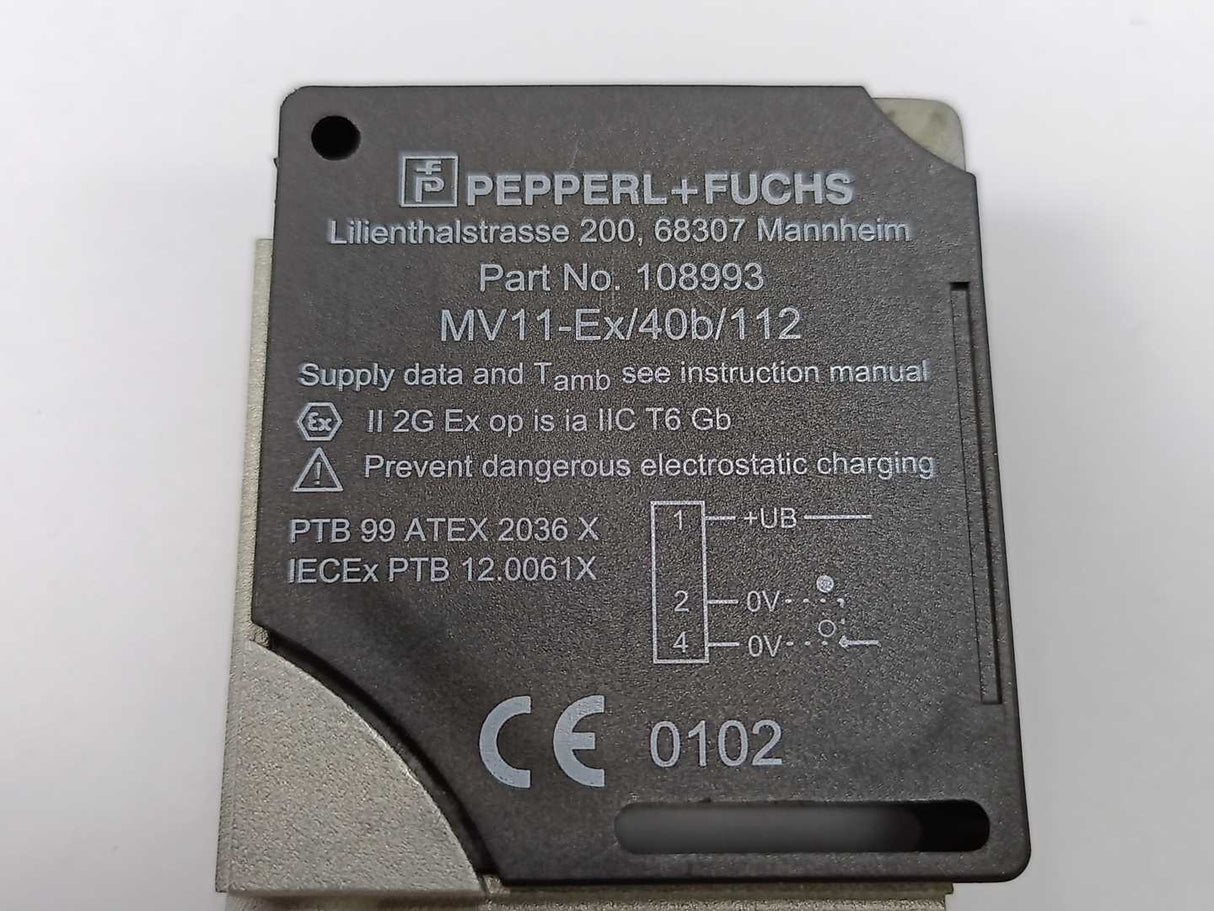 Pepperl+Fuchs 108993 MV11-Ex/40b/112 Photoelectric Sensor