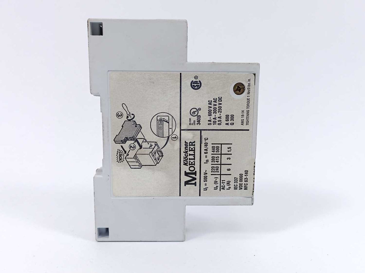 Klockner Moeller NHI 11-PKZ2 Side Mount Auxiliary Contact