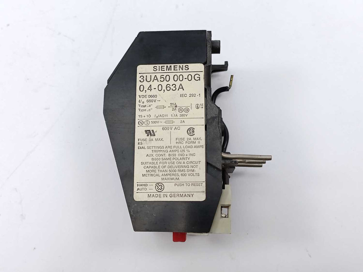 Siemens 3UA5000-0G OVERLOAD RELAY 0,4 - 0,63A