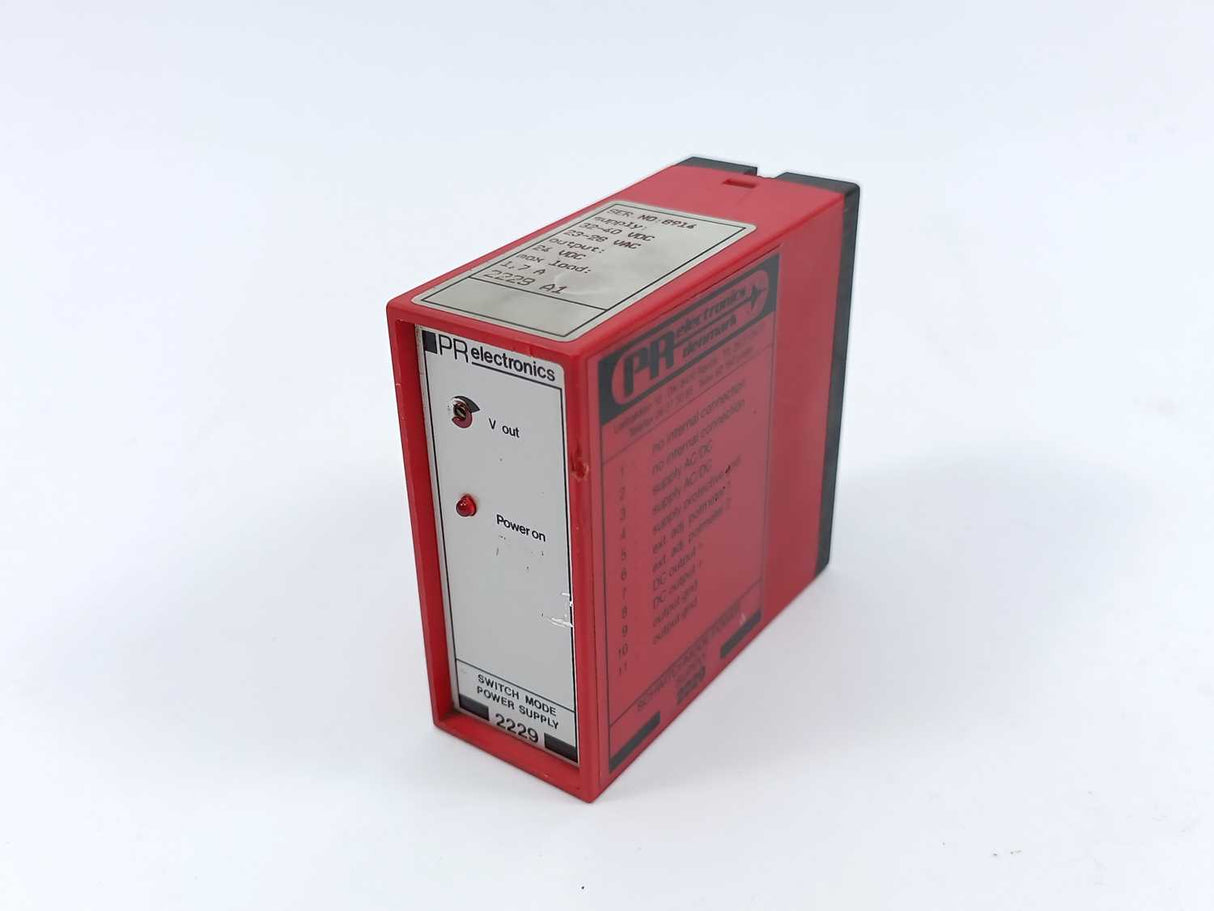 PR Electronics 2229 A1 SWITCH MODE POWER SUPPLY 32-40 VDC 23-28 VAC