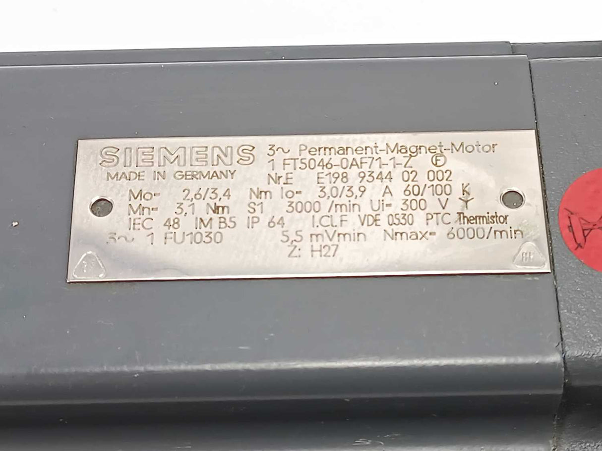 Siemens 1FT5046-0AF71-1-Z AC feed motor with 251 681