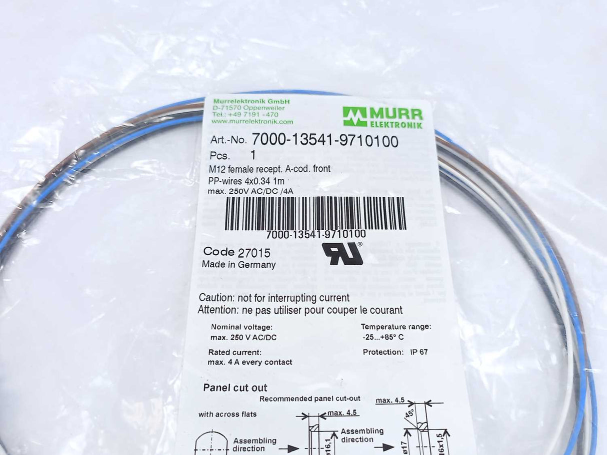 MURR Elektronik 7000-13541-9710100 M12 female recept. A-cod. front
